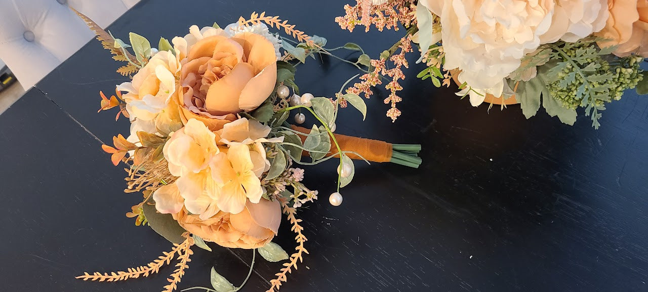 Boho Bridesmaid's Bouquet - Peach, Terra-cotta, Ivory