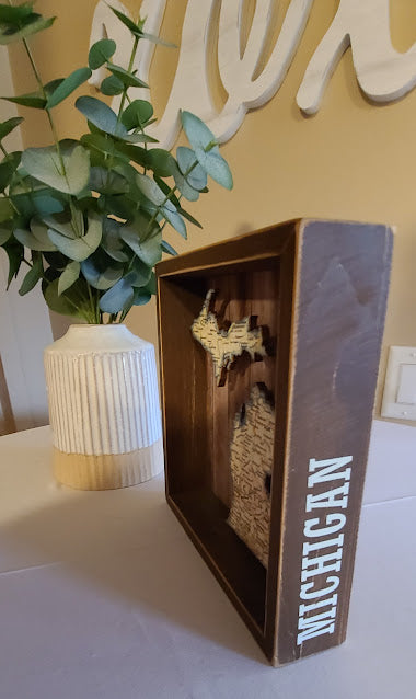 Michigan Map Shadow Box